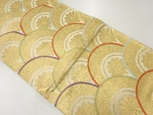 アンティーク　菊青海波に古典柄模様織出し袋帯（材料）